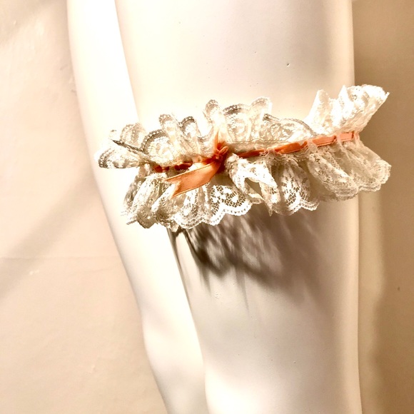No Brand Accessories - Wedding Day - Lace and Ribbon Garter Cream Sz S
